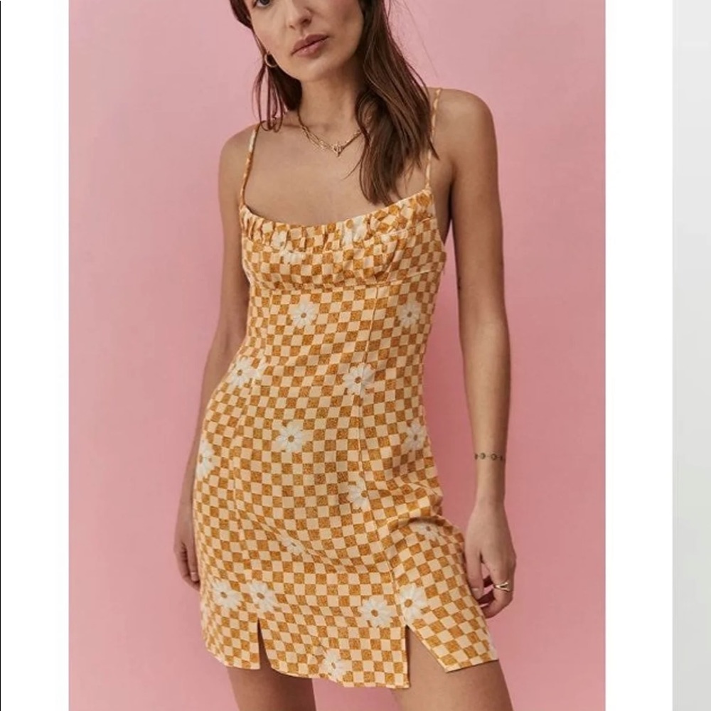 Urban Outfitters Lumi Daisy Check Print Mini Dress
